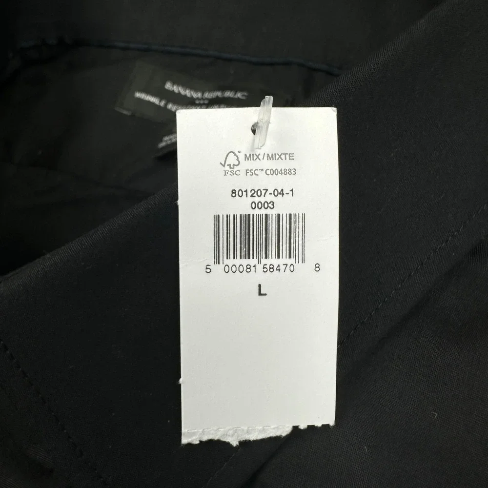 Banana Republic Black Wrinkle Resistant Untucked Fit Button Down Shirt Mens L